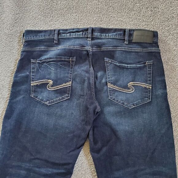Silver Jeans Mens 40x30 Blue Straight Denim Allan - Picture 3 of 15
